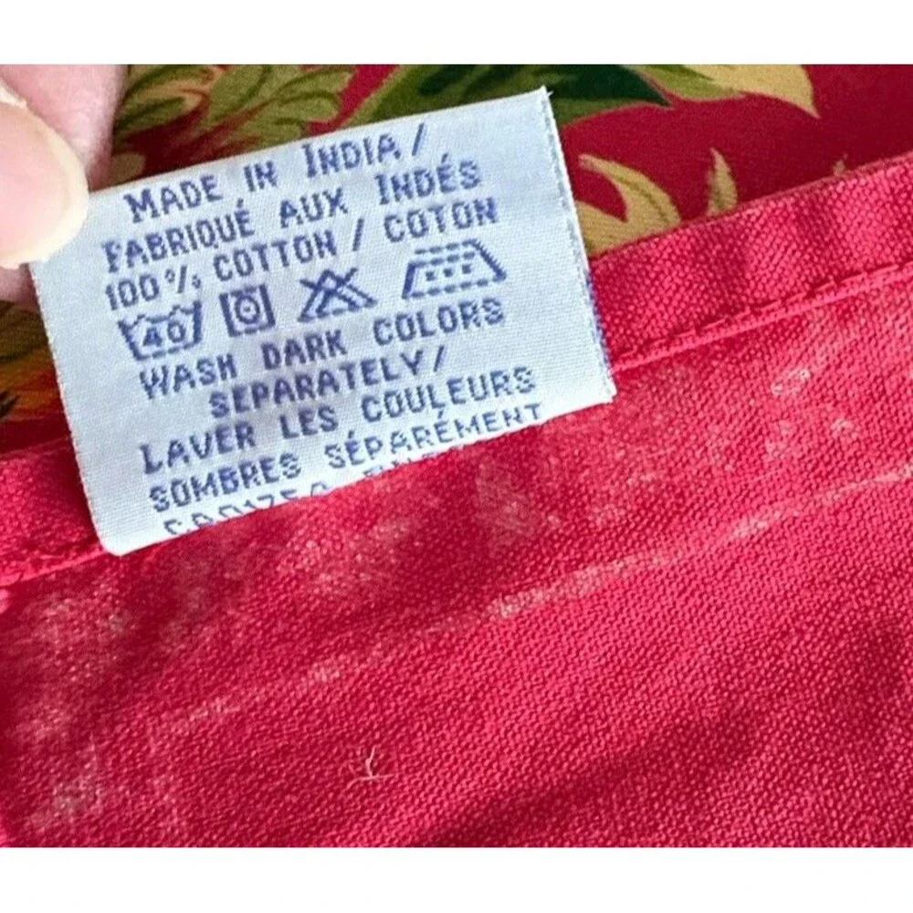 April Cornell Placemats Set of 4 Red Yellow Floral Leaf Border 14x19